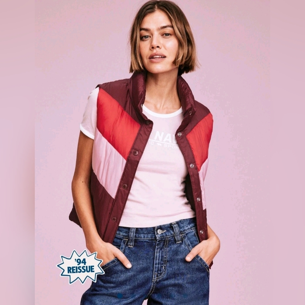 Old Navy Burgundy and Red Puffer Vest